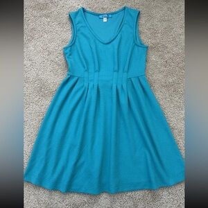 Buttons Medium Sleeveless Teal Dress Knee Length V Neck Sun Dress Summer